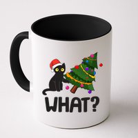What? Bad Cat Knocking Over Christmas Tree Mug