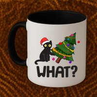 What? Bad Cat Knocking Over Christmas Tree Mug