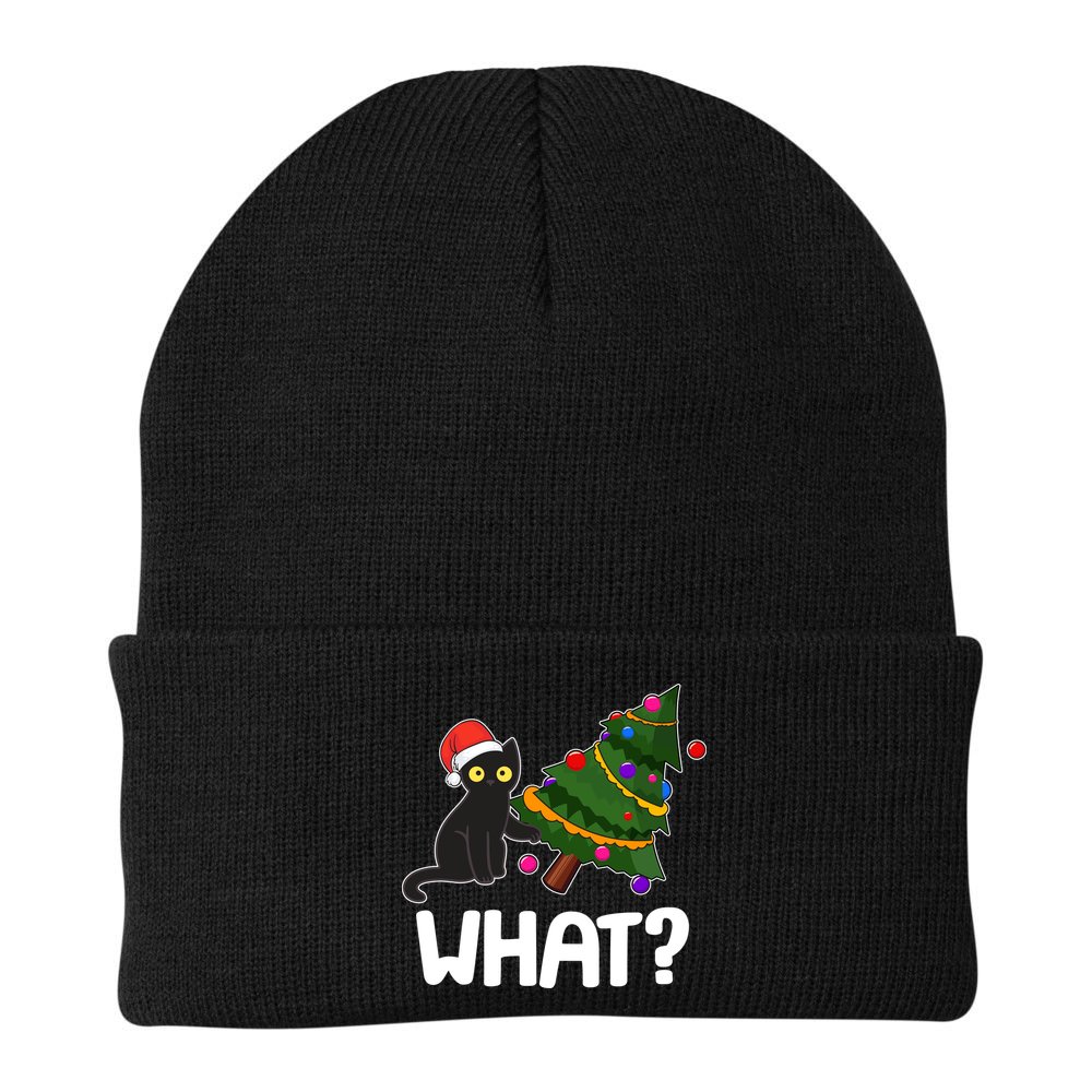 What? Bad Cat Knocking Over Christmas Tree Beanie