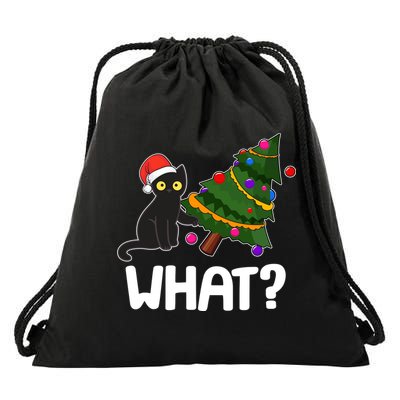 What? Bad Cat Knocking Over Christmas Tree Drawstring Bag