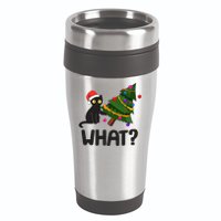 What? Bad Cat Knocking Over Christmas Tree 16oz Travel Tumbler