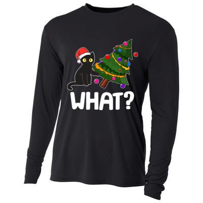 What? Bad Cat Knocking Over Christmas Tree Cooling Performance Long Sleeve Crew