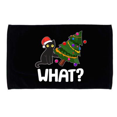 What? Bad Cat Knocking Over Christmas Tree Microfiber Hand Towel