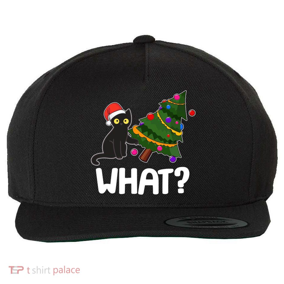What? Bad Cat Knocking Over Christmas Tree Wool Snapback Cap