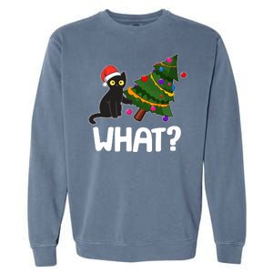 What? Bad Cat Knocking Over Christmas Tree Garment-Dyed Sweatshirt