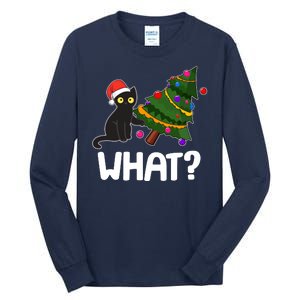 What? Bad Cat Knocking Over Christmas Tree Tall Long Sleeve T-Shirt