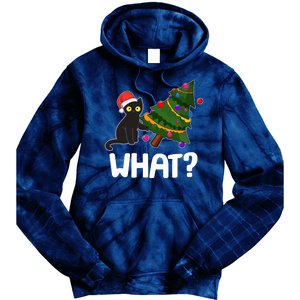 What? Bad Cat Knocking Over Christmas Tree Tie Dye Hoodie