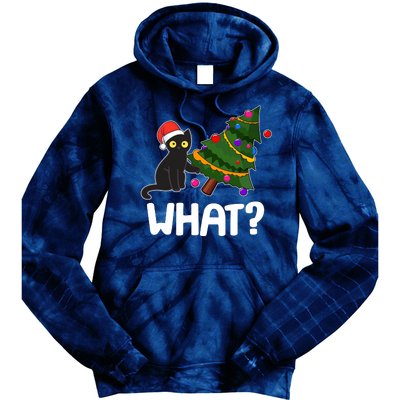 What? Bad Cat Knocking Over Christmas Tree Tie Dye Hoodie