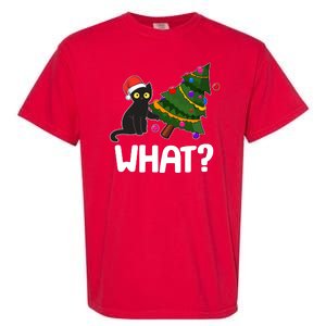 What? Bad Cat Knocking Over Christmas Tree Garment-Dyed Heavyweight T-Shirt