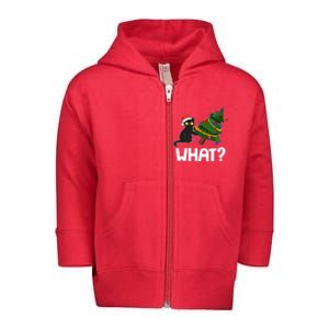 What? Bad Cat Knocking Over Christmas Tree Toddler Zip Fleece Hoodie