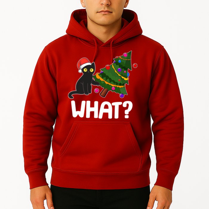 What? Bad Cat Knocking Over Christmas Tree Hoodie