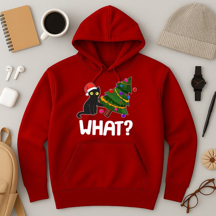 What? Bad Cat Knocking Over Christmas Tree Hoodie