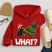 What? Bad Cat Knocking Over Christmas Tree Hoodie