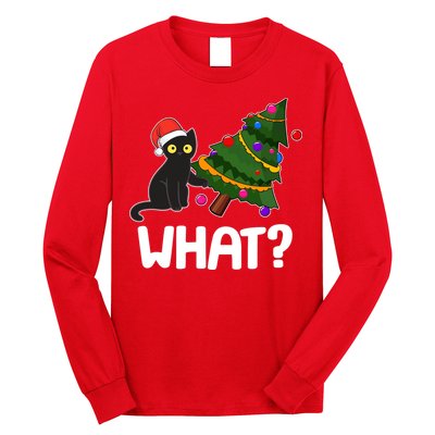 What? Bad Cat Knocking Over Christmas Tree Long Sleeve Shirt