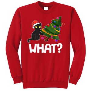 What? Bad Cat Knocking Over Christmas Tree Sweatshirt