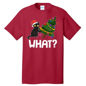 What? Bad Cat Knocking Over Christmas Tree Tall T-Shirt