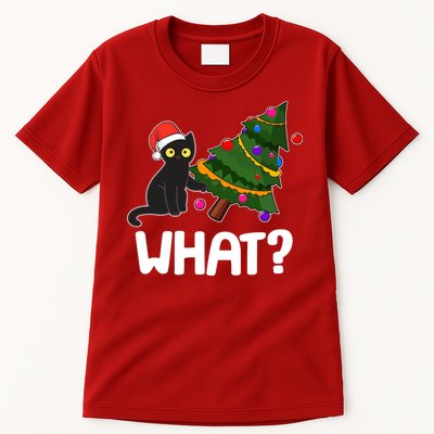 What? Bad Cat Knocking Over Christmas Tree Tall T-Shirt