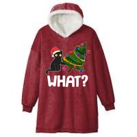What? Bad Cat Knocking Over Christmas Tree Hooded Wearable Blanket