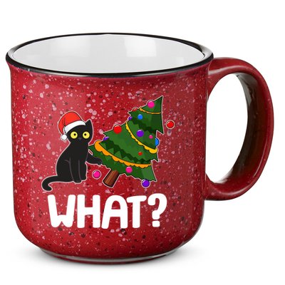 What? Bad Cat Knocking Over Christmas Tree 15oz Campfire Ceramic Mug