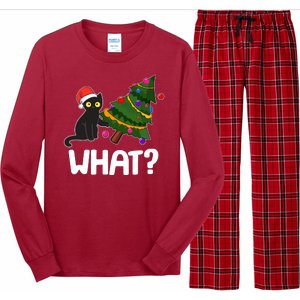 What? Bad Cat Knocking Over Christmas Tree Long Sleeve Pajama Set