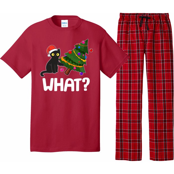 What? Bad Cat Knocking Over Christmas Tree Pajama Set