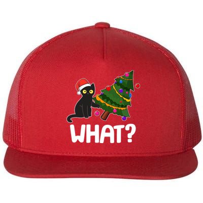 What? Bad Cat Knocking Over Christmas Tree Flatbill Hat