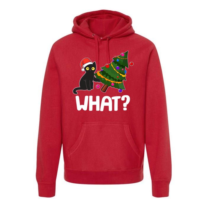 What? Bad Cat Knocking Over Christmas Tree Premium Hoodie