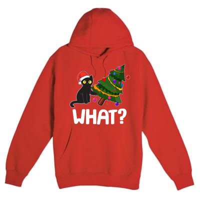 What? Bad Cat Knocking Over Christmas Tree Premium Pullover Hoodie