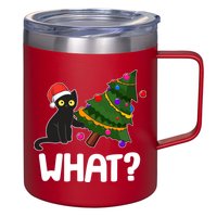 What? Bad Cat Knocking Over Christmas Tree 12oz Stainless Steel Coffee Mug