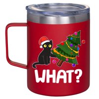 What? Bad Cat Knocking Over Christmas Tree 12oz Stainless Steel Coffee Mug