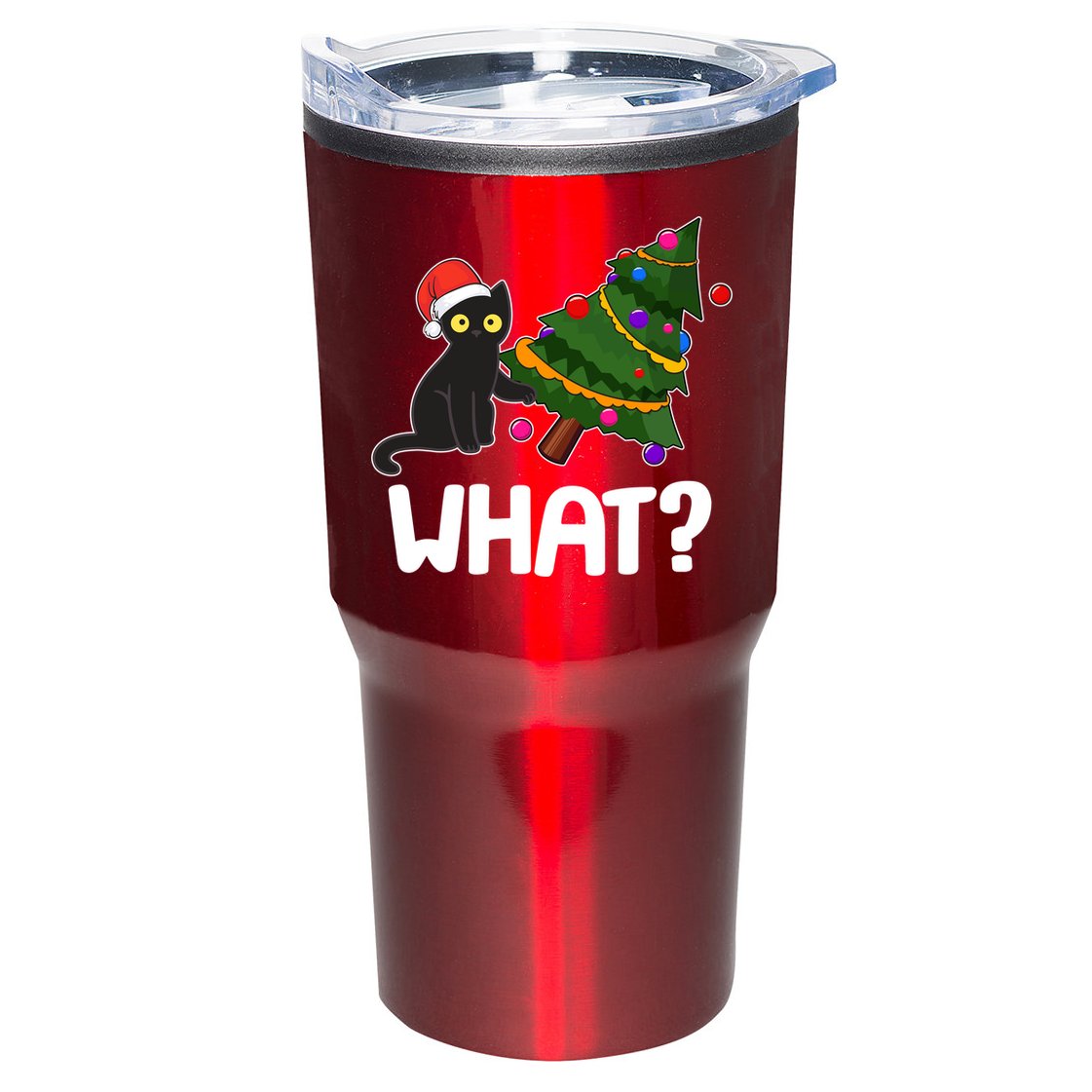 What? Bad Cat Knocking Over Christmas Tree Tumbler