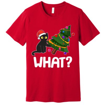 What? Bad Cat Knocking Over Christmas Tree Premium T-Shirt