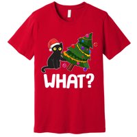 What? Bad Cat Knocking Over Christmas Tree Premium T-Shirt