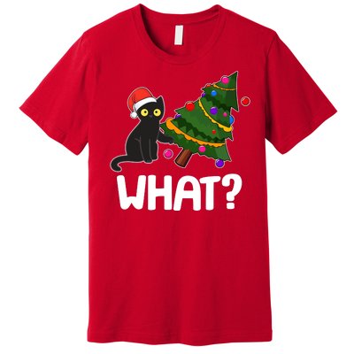 What? Bad Cat Knocking Over Christmas Tree Premium T-Shirt