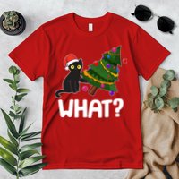 What? Bad Cat Knocking Over Christmas Tree Premium T-Shirt