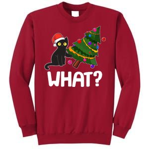 What? Bad Cat Knocking Over Christmas Tree Tall Sweatshirt