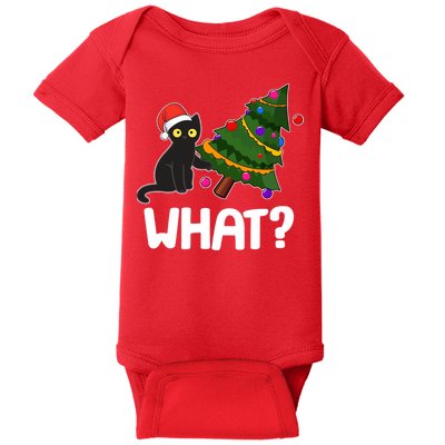 What? Bad Cat Knocking Over Christmas Tree Baby Bodysuit
