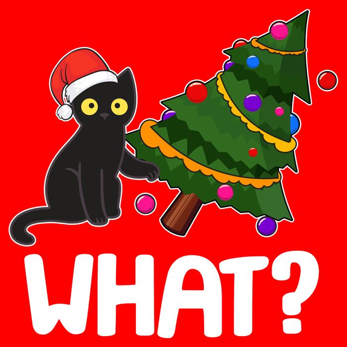 What? Bad Cat Knocking Over Christmas Tree Tall Hoodie