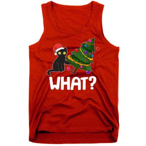 What? Bad Cat Knocking Over Christmas Tree Tank Top