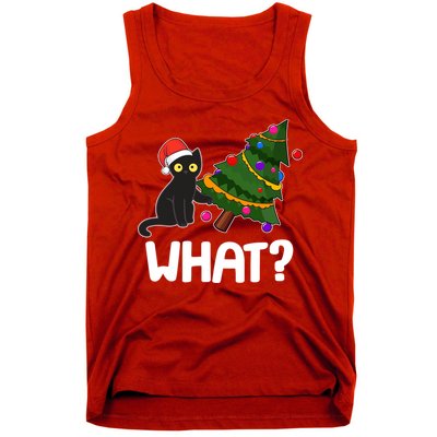 What? Bad Cat Knocking Over Christmas Tree Tank Top
