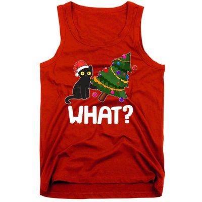 What? Bad Cat Knocking Over Christmas Tree Tank Top