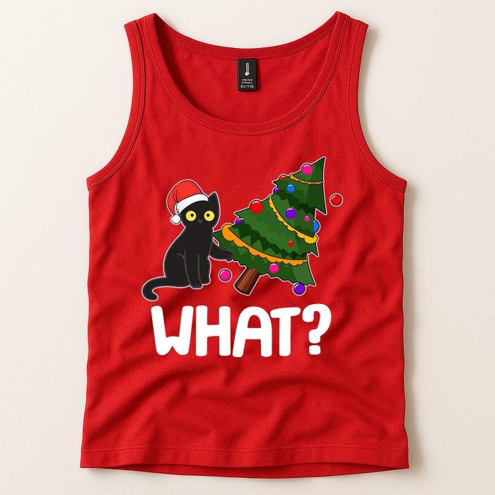 What? Bad Cat Knocking Over Christmas Tree Tank Top