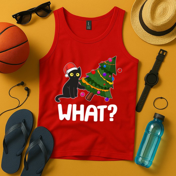 What? Bad Cat Knocking Over Christmas Tree Tank Top