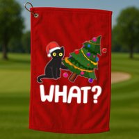 What? Bad Cat Knocking Over Christmas Tree Golf Towel