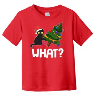 What? Bad Cat Knocking Over Christmas Tree Toddler T-Shirt