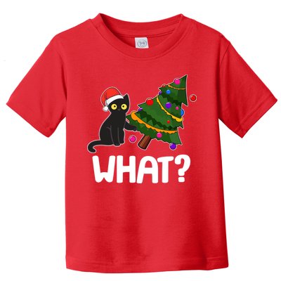 What? Bad Cat Knocking Over Christmas Tree Toddler T-Shirt