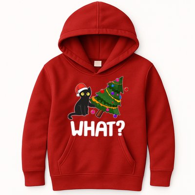 What? Bad Cat Knocking Over Christmas Tree Kids Hoodie