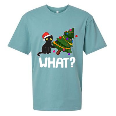 What? Bad Cat Knocking Over Christmas Tree Sueded Cloud Jersey T-Shirt