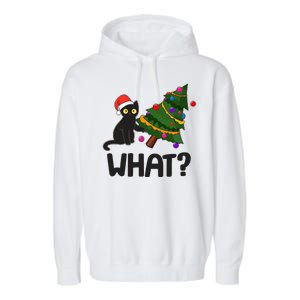 What? Bad Cat Knocking Over Christmas Tree Garment-Dyed Fleece Hoodie