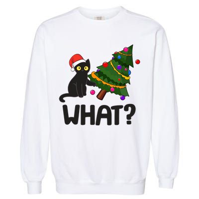 What? Bad Cat Knocking Over Christmas Tree Garment-Dyed Sweatshirt